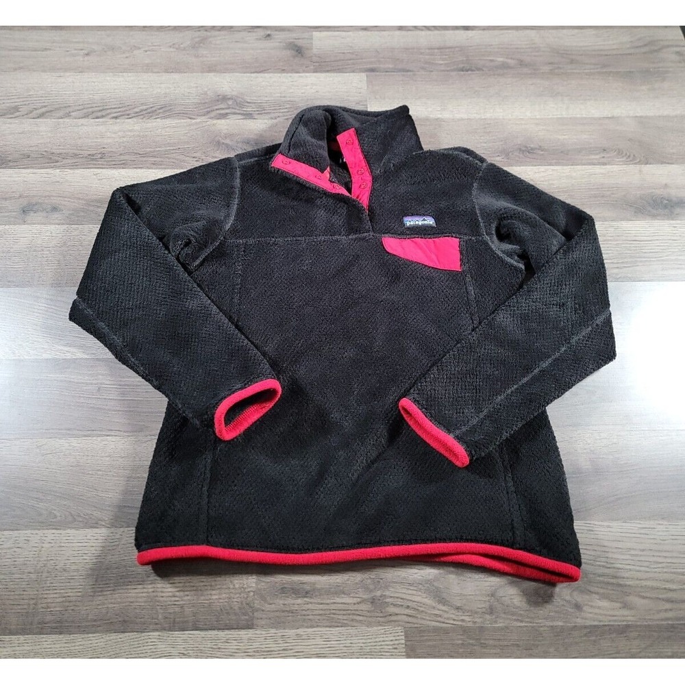 Patagonia Re-Tool Snap-T Fleece Jacket Small Black Pullover Sweatshirt Womens